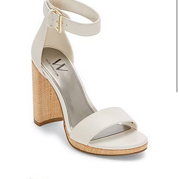 NWT Worthington Cream Ankle Strap Block Heels - Picture 2 of 8